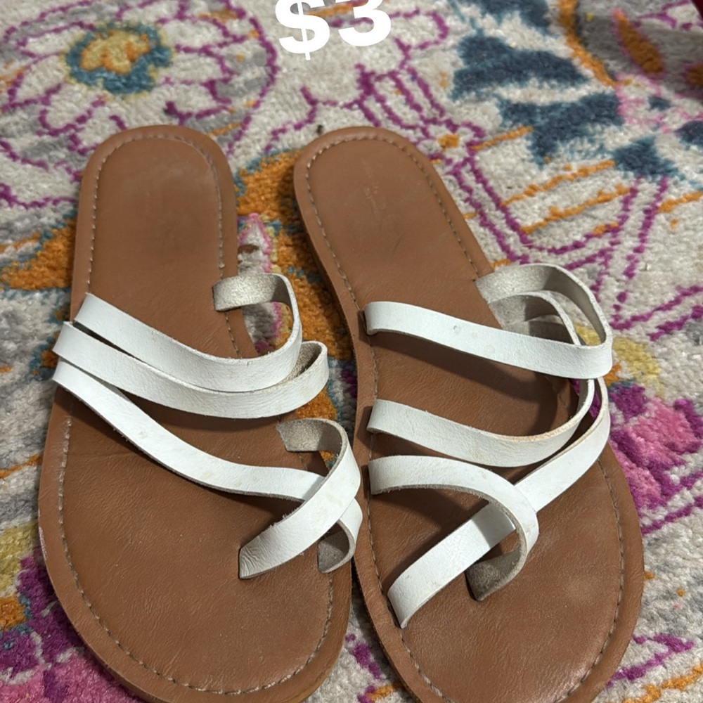 Old Navy White and Tan Strappy Sandals